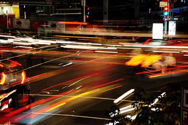  Shot cnr Customs and Queen Streets - entire phasing of traffic lights captured with long exposure